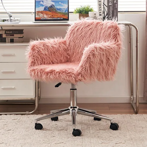 Miniatura 19 de Silla de escritorio moderna de piel sintética para oficina en casa, altura ajustable, giratoria, color negro