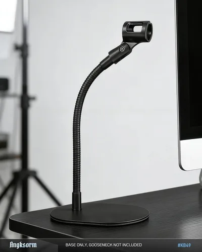 Miniatura 5 de Base universal para micrófono, soporte de escritorio elíptico de metal resistente con rosca de 5/8"-27, adaptadores de 1/4" y 3/8", compatible