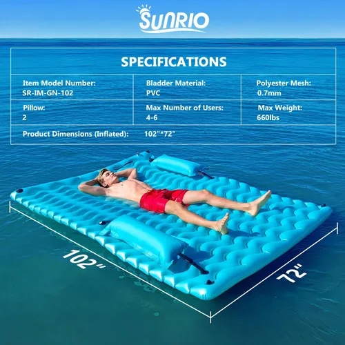Miniatura 5 de Alfombra flotante inflable gigante mejorada 2025 - Flotador de piscina para adultos con hamaca para piscina, piscina, playa, lago para fiesta