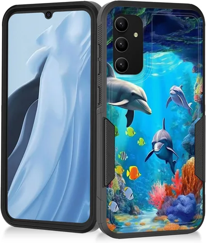 Miniatura 184 de Funda para Galaxy A14 5G, resistente de doble capa híbrida de policarbonato duro, goma suave, a prueba de golpes, funda protectora resistente
