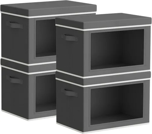Miniatura 14 de Homsorout Contenedores de almacenamiento con tapas, organizadores pequeños de tela con ventana, contenedores de almacenamiento plegables para ropa