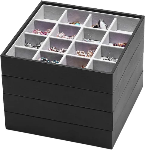Miniatura 19 de Bandejas mágicas apilables para joyas, organizador de cajones de armario para accesorios, gadgets y cosméticos, caja de almacenamiento