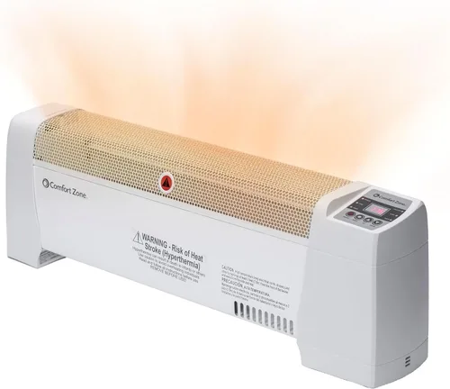 Miniatura 7 de Comfort Zone Calentador de espacio para zócalo con termostato digital, eléctrico, paneles finales a prueba de abolladuras, protección contra