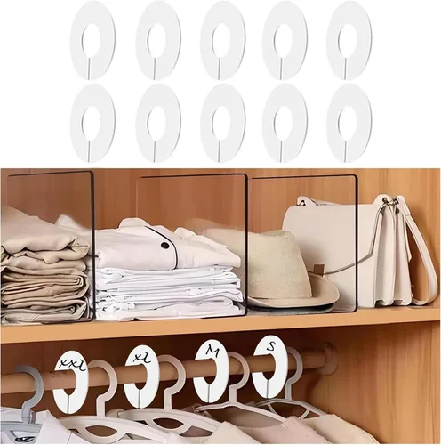 Paquete de 10 separadores de armario para colgar ropa, organizadores de armario de plástico duradero, perfectos para barras de armario, estantes de