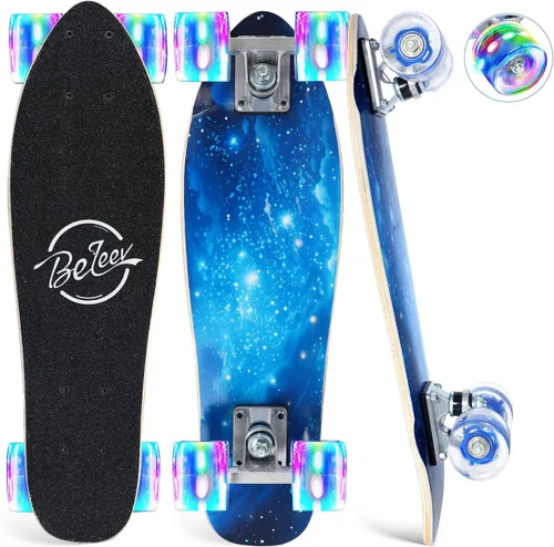 Miniatura 9 de BELEEV Patinetas de 22 pulgadas para niños, patineta cruiser para principiantes, niños, niñas, adolescentes y adultos, patinetas mini clásicas