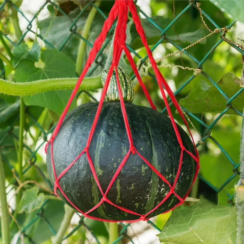 Miniatura 4 de Paquete de 10 hamacas de melón con redes de sandía, hamaca de melón para enrejado de redes de sandía resistentes, perfecta para cultivar melones Rojo