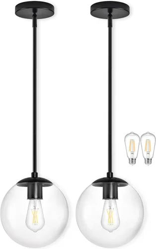 Miniatura 14 de Bagood Lámpara Colgante de Globo de 6" Dorada Lámpara Colgante de Mediados de Siglo Luces Colgantes de Globo para Isla de Cocina Acabado en Latón