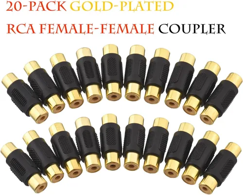 Miniatura 2 de Paquete de 20 adaptadores RCA hembra a hembra acoplador de audio y video chapado en oro, para teléfono, altavoz, cable RCA, amplificador