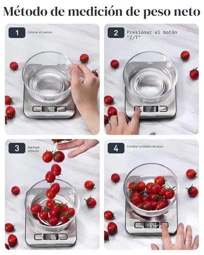 Miniatura 4 de Báscula de alimentos, báscula digital de cocina de 11 libras con pantalla LCD de 6 unidades y función de tara, diseño compacto para hornear, cocina