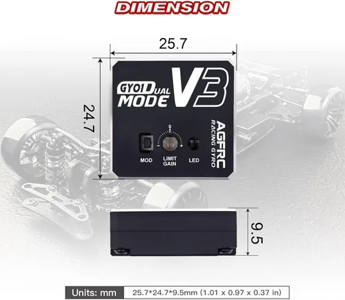 Miniatura 6 de AGFRC Giroscopio RC de doble ganancia - Giroscopios clasificados afinados con caja de aluminio para RC coche, camión, barco (GY01 V3)