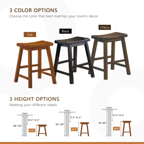 Miniatura 6 de Lexicon Saddleback - Juego de 2 taburetes de cocina de madera maciza, taburetes de cocina de altura para comedor, opciones de asiento de silla sin