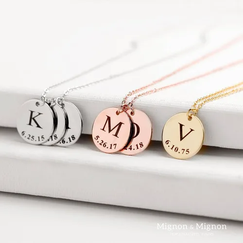 Miniatura 5 de MignonandMignon Personalized Initial Necklace for Women, Gift for Mom, Custom Kids Name Jewelry, Unique Gifts for Teen Girls, Birthdays, and