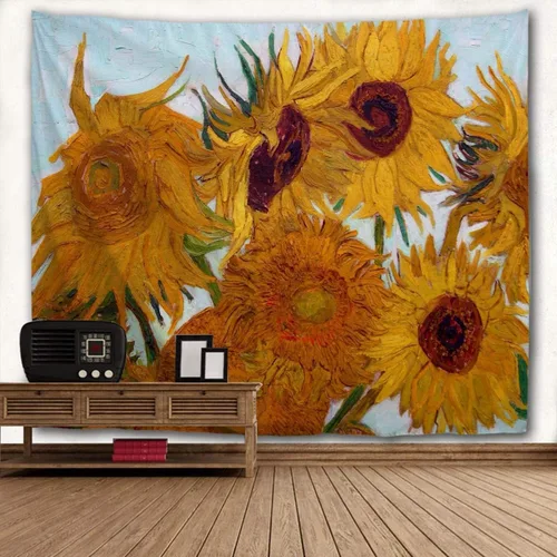 Miniatura 13 de WIHVE - Tapiz para colgar en la pared, de diseño floral bohemio, hippie, psicodélico, étnico, decorativo, de tela para dormitorio, decoración