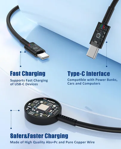 Miniatura 4 de Cargador 2 en 1 para Samsung Galaxy Watch y teléfono, carga rápida USB-C de 25 W, compatible con Galaxy Watch 8/7/Ultra/6/5/4/3/Active2/1 y Negro