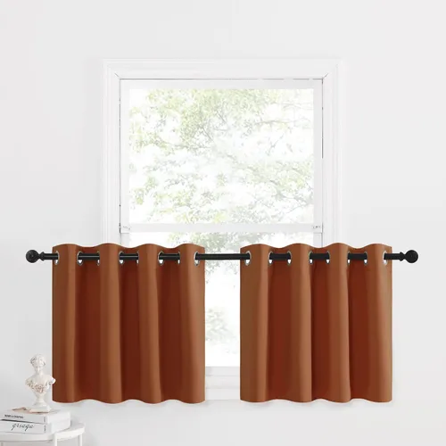 Miniatura 197 de NICETOWN Cortinas opacas de cocina para ventana sobre el fregadero, aislamiento térmico, decoración del hogar, pequeños niveles opacos con ojales
