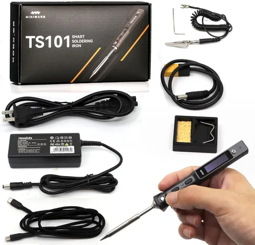 Miniatura 10 de Original TS101 Kit de soldador eléctrico de temperatura ajustable Pantalla digital inteligente con punta de soldadura TS B2 XT60 Cable