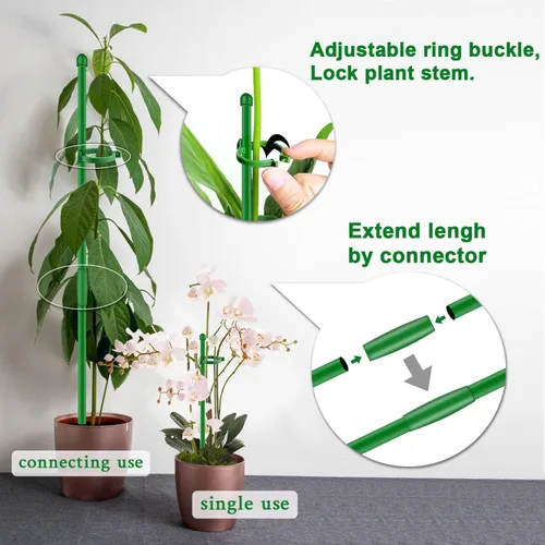 Miniatura 4 de Estacas para Plantas de 17 Pulgadas y 11 Pulgadas SupKing Soporte para Plantas de Longitud Ajustable 16 Piezas Palo de Orquídea con Clips para Verde