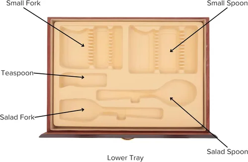 Miniatura 5 de Caja de almacenamiento de cubiertos con cajón, para juegos de hasta 75 piezas, estuche de alto brillo con tapa y asas chapadas en oro, baúl
