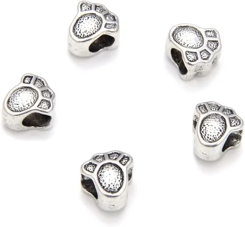 Miniatura 16 de 20 cuentas sueltas de fresa con agujero grande (agujero de 0.177 in) espaciador de metal plateado antiguo para manualidades de joyería MEC-F5