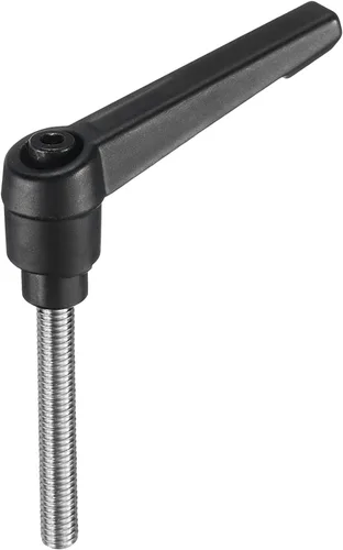 Miniatura 20 de uxcell Manija de palanca de sujeción ajustable M5 x 0.787 in óxido negro métrico acero al carbono macho roscado perillas de mano con botón