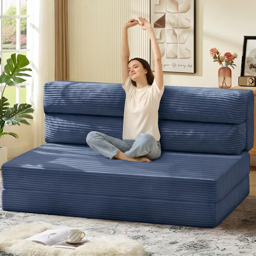 Miniatura 21 de JUIKURY Sofá cama plegable, silla cama convertible con almohada, colchón plegable, sofá cama de dos en uno, sofá cama extraíble portátil, silla cama