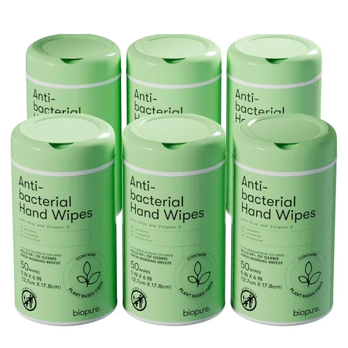Miniatura 9 de BIOPURE Toallitas antibacterianas para manos Fresh Morning Breeze - Toallitas antibacterianas con fórmula de aloe y vitamina E Canister