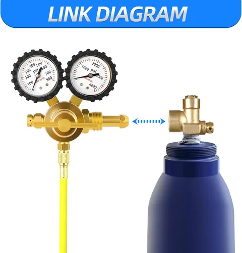 Miniatura 7 de MEANLIN MEASURE Regulador de nitrógeno 0-800PSI CGA580 Entrada, conector macho de 1/4 de pulgada con mango resistente, regulador de helio