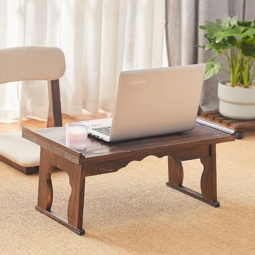 Miniatura 4 de Mesa de piso japonesa, pequeña mesa de centro y mesa de té, mesa de altar para meditación, mesa baja para sentarse en el suelo, bandejas de mesa