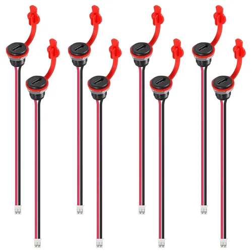 Miniatura 14 de 8pcs Bare Board Type-C Female Chassis Waterproof 2P Solder Wire Type USB C Pigtail Cable Extension Power Cable USB-C Plug to 2 Pin Bare Wire Open