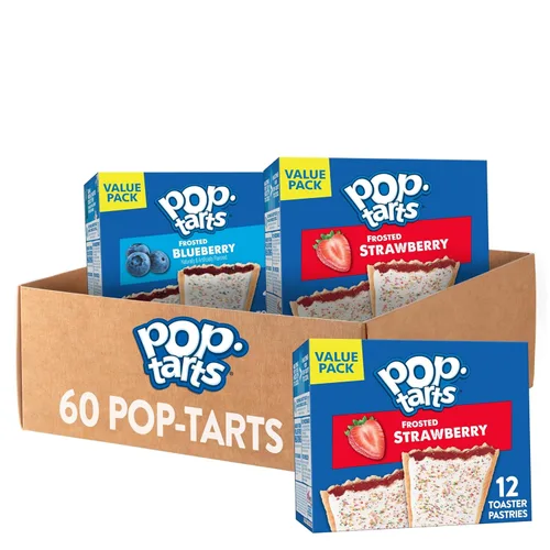 Pop-Tarts - Tostadas, alimentos para el desayuno, bocadillos para niños, paquete de valor, paquete de variedad (60 Pop-Tarts)