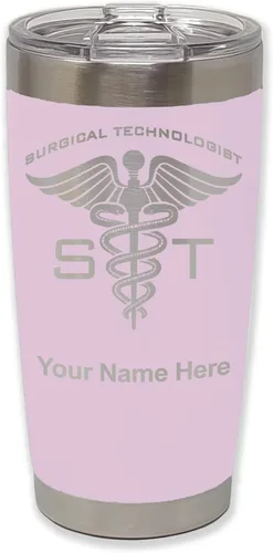Miniatura 26 de LaserGram Vaso aislado al vacío de 20 onzas, ST Surgical Technologist, grabado personalizado incluido (gris)
