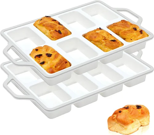 Miniatura 10 de Vinino Molde de silicona para pan con marco reforzado de metal, molde para pan de 9.5 x 5 pulgadas, molde para pan de 1 lb de silicona Crema