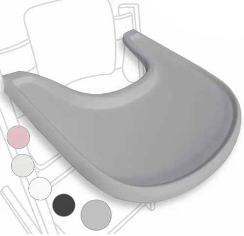 Miniatura 13 de Mesa para silla alta compatible con silla Stokke Tripp Trapp con potente superficie de succión suave, negro brillante, libre de BPA, fácil