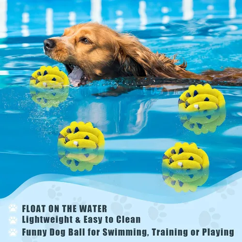 Miniatura 6 de Magicorange Pelotas para perros, paquete de 4 juguetes de pelota de tenis, juguete para perros masticadores agresivos, juguetes indestructibles