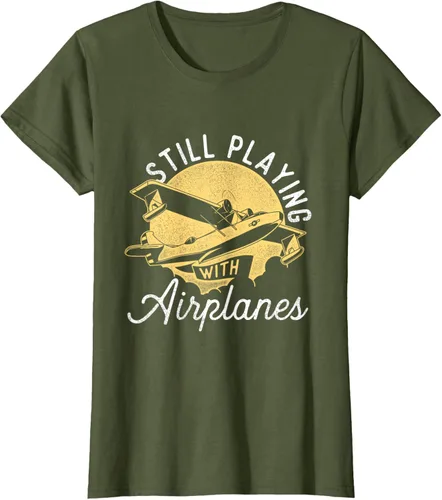 Miniatura 70 de Still Playing With Airplanes - Camiseta de control remoto RC Avión Piloto, Negro