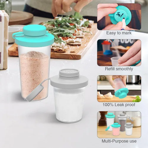 Miniatura 2 de Sophico Juego de saleros y pimenteros pequeños con tapas Sinlicone a prueba de humedad, mini coctelero de especias de 4.5 onzas para ir para Menta