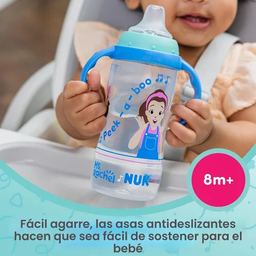 Miniatura 3 de NUK Taza de Aprendizaje, Ms. Rachel, 10 oz, 8+ Meses, Paquete de 2 – Boquilla Suave, Asas de Fácil Agarre, Sin BPA, Taza Sippy de Transición a Sra.