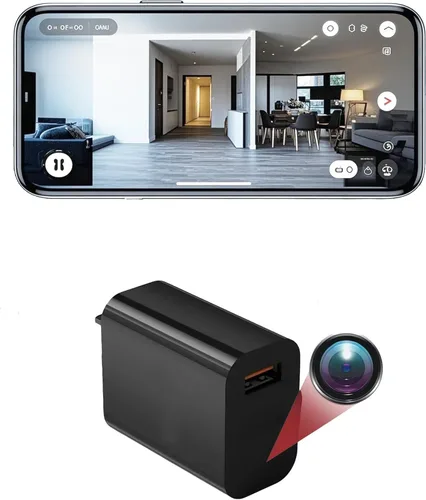 Miniatura 3 de Cámara de carga USB, mini cámara de seguridad WiFi Full HD 4K, modo de grabación en espera de corte de energía, pequeña cámara de niñera inalámbrica