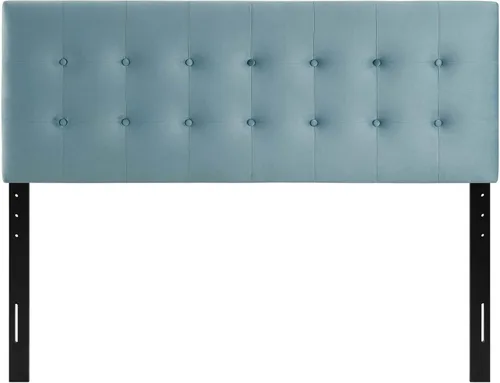 Miniatura 4 de Modway Emily - Cabecero de terciopelo con estilo capitoné para cama Queen, color azul claro