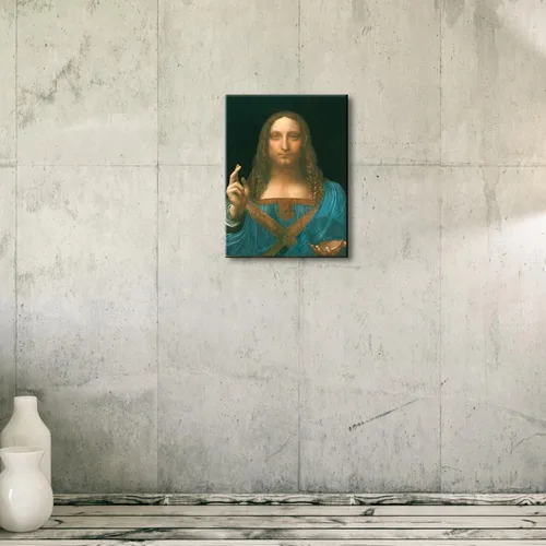 Miniatura 3 de Wieco Art Lienzo impreso Salvator Mundi, 1500 por Leonardo DA VINCI Reproducciones de arte clásico Jesús lienzo arte de pared para decoración