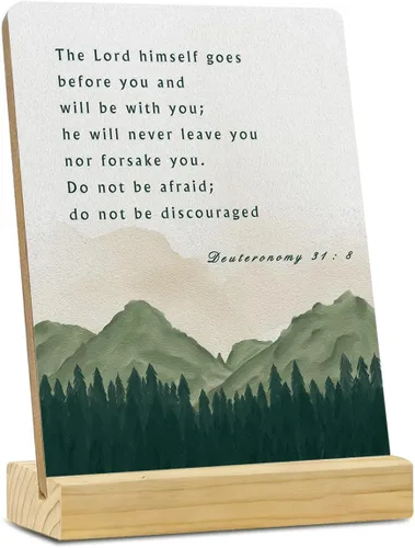 Miniatura 15 de MUBIAO Letrero de placa de madera rústica con soporte de madera, rosa 2 Corintios 6:18, letrero decorativo cristiano para escritorio de oficina