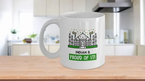 Miniatura 3 de Taza de regalo indio y orgulloso de él, linda para la India Pride Patriotic Country Flag Proud Kawaii Temple Café Taza de té de 11 onzas