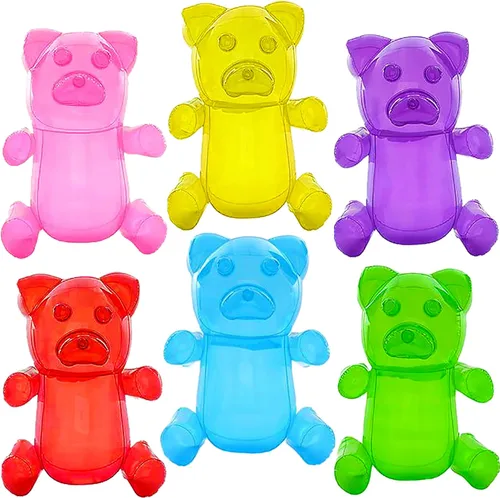 4E's Novelty Ositos de goma inflables, 12 pulgadas de alto, ideales para decoraciones y recuerdos de fiesta de cumpleaños, suministros temáticos de