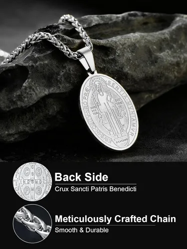 Miniatura 78 de U7 Saint Benedict/Michael Medal Necklace, 316L Stainless Steel Virgin Mary Necklace for Men Women, Bible Verse Protection Necklace Catholic