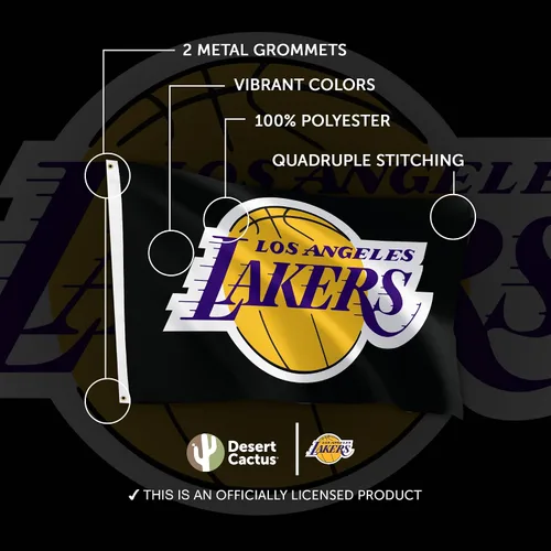Miniatura 4 de Desert Cactus Bandera de los Lakers de Los Ángeles Los Angeles Lakers NBA National Basketball Association 100% poliéster para interiores