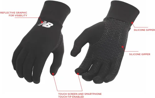 Miniatura 4 de New Balance - Guantes abrigadores para hombre y mujer, anti-deslizables, para correr, táctiles y livianos, para clima frío