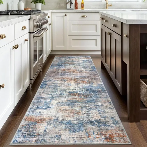 Miniatura 948 de IOHOUZE Alfombra abstracta lavable de 3 x 12 pies para pasillos, antideslizante para cocina, camino de entrada de lana sintética para interiores