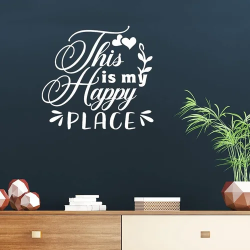 Calcomanías de pared con texto en inglés "This is My Happy Place" (This is My Happy Place) removibles para decoración de paredes de habitación del