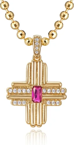 Miniatura 150 de Fettero - Collar con dije de cruz de fe, chapado en oro de 14 K, cadena fina, minimalista, simple, pequeña, para oración, regalo de joyería religiosa