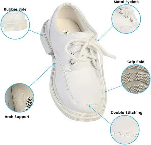 Miniatura 2 de Lito Children's Wear Zapatos de vestir para niños, con cordones, para boda, graduación, formal, mate, Blanco